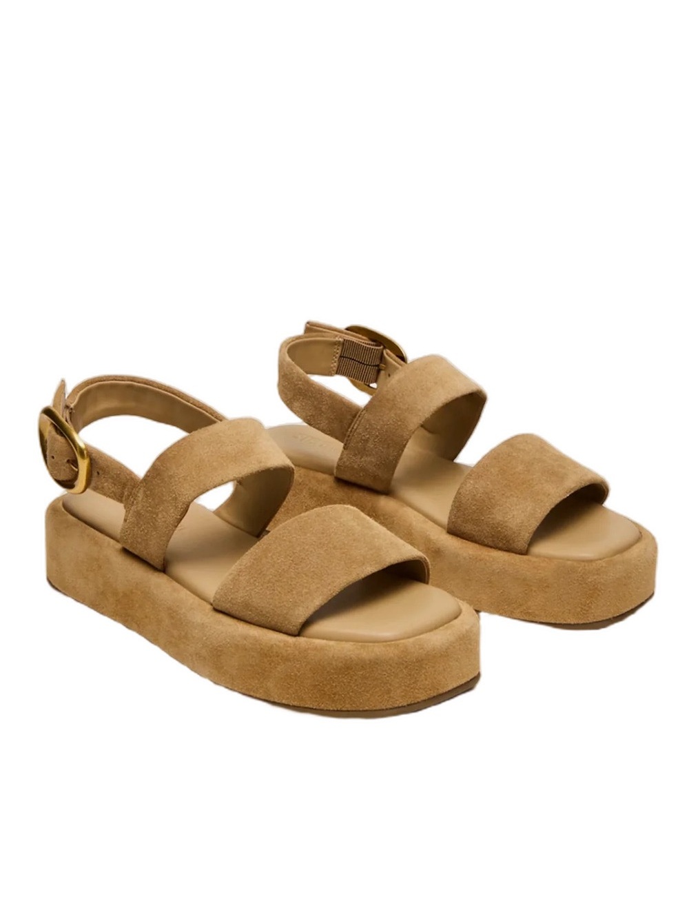 Steve Madden BARONI Natural Suede Leather Platform Sandals Beige Sz 7 Minimalist